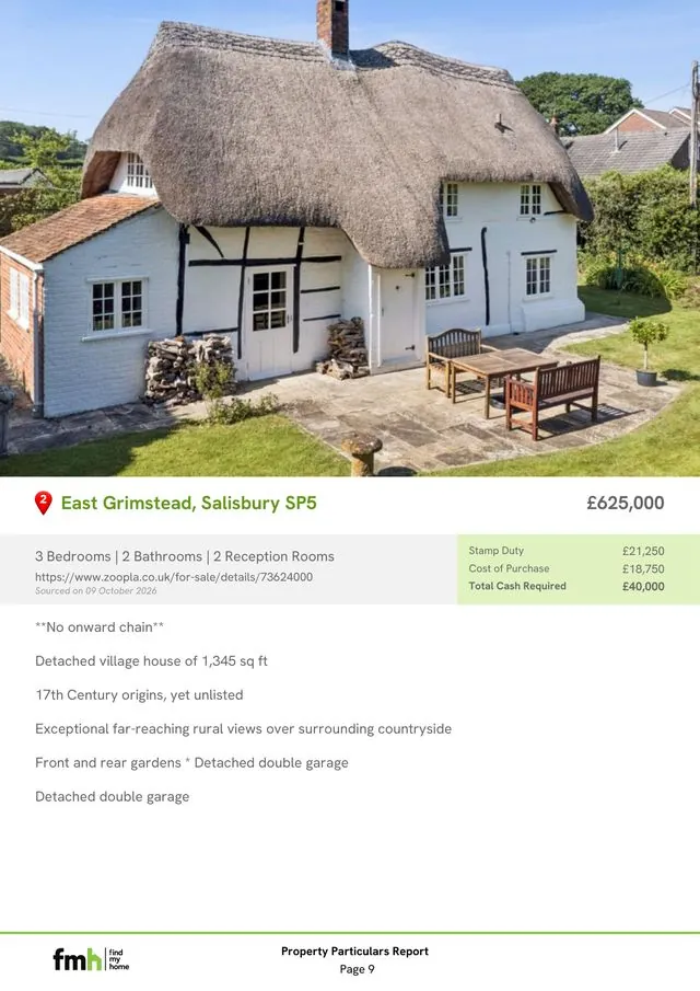 A page from a sample FindMyHome property particulars report